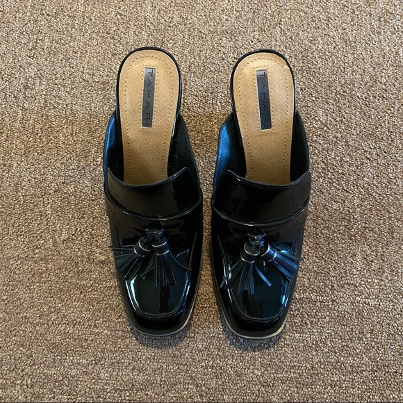 Tahari | Patent Leather Mules with Tassels - Picture 3 of 6